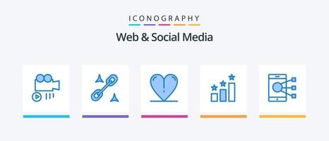 paquete de iconos azul 5 web y redes sociales que incluye . teléfono. primavera. móvil. conectar. diseño de iconos creativos vector