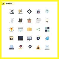 Group of 25 Flat Colors Signs and Symbols for shield protection process key party Editable Vector Design Elements