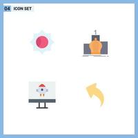 4 Universal Flat Icons Set for Web and Mobile Applications basic rocket crown monarchy arrow Editable Vector Design Elements