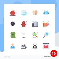 User Interface Pack of 16 Basic Flat Colors of city network religion direction weather Editable Pack of Creative Vector Design Elements