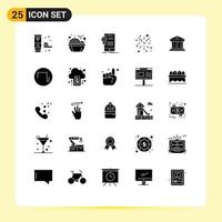 25 Universal Solid Glyphs Set for Web and Mobile Applications business fire certificate fire work approval Editable Vector Design Elements