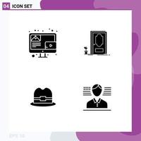 Set of 4 Modern UI Icons Symbols Signs for blog tourism screen wood man Editable Vector Design Elements
