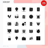 25 Universal Solid Glyphs Set for Web and Mobile Applications mobile app pin store trophy Editable Vector Design Elements