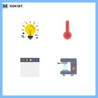 Mobile Interface Flat Icon Set of 4 Pictograms of business window technology weather electric Editable Vector Design Elements