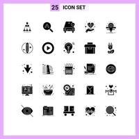 Universal Icon Symbols Group of 25 Modern Solid Glyphs of christian care heart error hand minus Editable Vector Design Elements