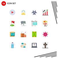 Stock Vector Icon Pack of 16 Line Signs and Symbols for campaigns flag physic achievement growth Editable Pack of Creative Vector Design Elements