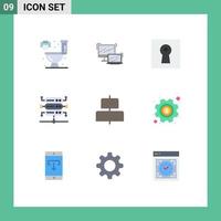 9 User Interface Flat Color Pack of modern Signs and Symbols of horizontal align key server database Editable Vector Design Elements