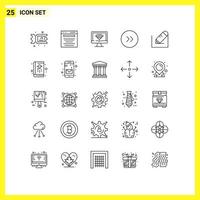 paquete de iconos vectoriales de stock de 25 signos y símbolos de línea para texto lápiz computadora flechas derechas elementos de diseño vectorial editables vector