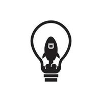 Rocket bulb está lleno de ideas creativas, pensamiento analítico más rápido. vector de icono de bombilla. idea de símbolo de ilustración.