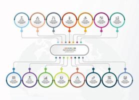 infografía con 15 pasos, procesos u opciones. vector