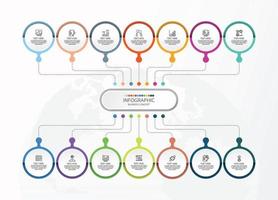 infografía con 14 pasos, procesos u opciones. vector