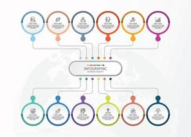 infografía con 12 pasos, procesos u opciones. vector