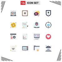 Universal Icon Symbols Group of 16 Modern Flat Colors of certificate money love dollar coin Editable Pack of Creative Vector Design Elements