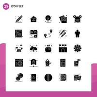 Universal Icon Symbols Group of 25 Modern Solid Glyphs of record image hammer gallery growth Editable Vector Design Elements