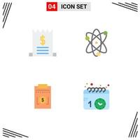 4 Thematic Vector Flat Icons and Editable Symbols of bills business sale science money Editable Vector Design Elements