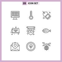 9 Creative Icons Modern Signs and Symbols of scary flag marketing fathers day date Editable Vector Design Elements