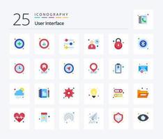 User Interface 25 Flat Color icon pack including user. bluetooth. interface. user. interface vector