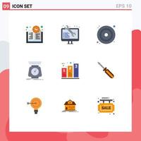 9 Creative Icons Modern Signs and Symbols of chart volume disk scales mass Editable Vector Design Elements