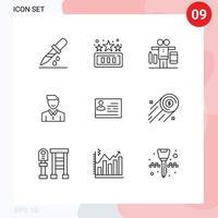 Universal Icon Symbols Group of 9 Modern Outlines of person happy balance face avatar Editable Vector Design Elements
