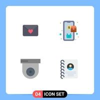 4 Universal Flat Icons Set for Web and Mobile Applications mail security mobile shopping book Editable Vector Design Elements