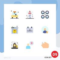 9 Universal Flat Colors Set for Web and Mobile Applications calendar service sea security social Editable Vector Design Elements