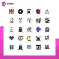 25 User Interface Filled line Flat Color Pack of modern Signs and Symbols of bag briefcase household money property Editable Vector Design Elements