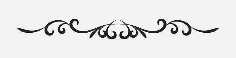 ornamental filigree flourish and thin divider. Classical vintage element, vector illustration