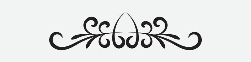 ornamental filigree flourish and thin divider. Classical vintage element, vector illustration