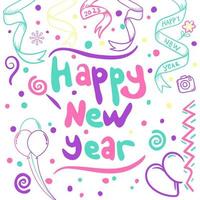 cute and colorful happy new year background vector