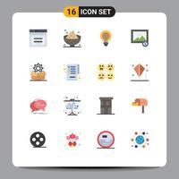 Modern Set of 16 Flat Colors and symbols such as image lightbulb mashed light business Editable Pack of Creative Vector Design Elements