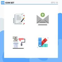 User Interface Pack of 4 Basic Flat Icons of contract painting document email tools Editable Vector Design Elements