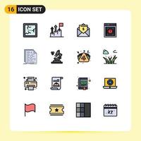 Universal Icon Symbols Group of 16 Modern Flat Color Filled Lines of code notification letter message alert Editable Creative Vector Design Elements