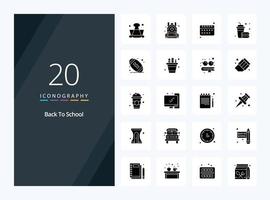 20 Back To School Solid Glyph icon for presentation vector