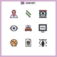 Universal Icon Symbols Group of 9 Modern Filledline Flat Colors of aspect ratio heart advertising love vision Editable Vector Design Elements