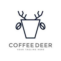 minimalist simple and clean logo modern coffee and deer vector