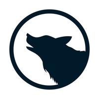 logotipo de lobo y luna moderno vector