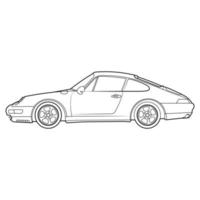 line art drawing for car. Outline vector doodle illustration. Vector eps10.