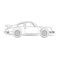 line art drawing for car. Outline vector doodle illustration. Vector eps10.