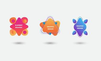 Abstract colorful banners set isolated on white background. Geometric shapes with gradient fill. Modern badges with place for text. Applicable for advertising, invitation, price tags. Vector eps 10.