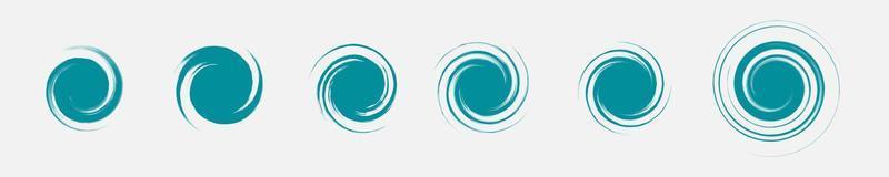 A set of round swirling elements. Grunge circles for design. Isolated objects. vector