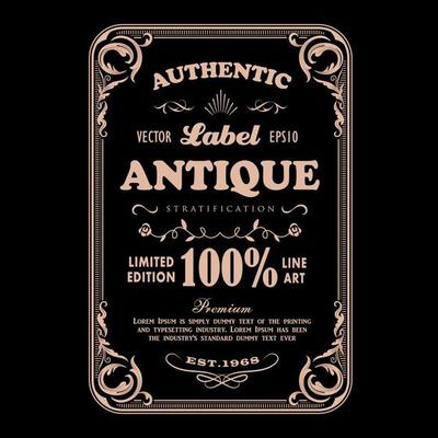 Antique frame vintage badge label typography design vector
