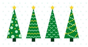 Vector Christmas tree collection. Isolated geometric decorated tree on white