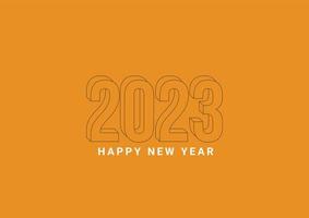 Happy new year 2023 template design outline background vector