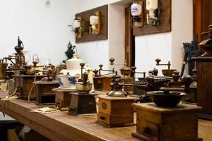 Dubai, UAE, 2022 - various grinders in coffee museum in old Dubai creek. Famous sightseeing attraction photo