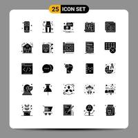 Pictogram Set of 25 Simple Solid Glyphs of learning tutorials notification dumbell fitness Editable Vector Design Elements