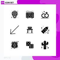 Stock Vector Icon Pack of 9 Line Signs and Symbols for student left user down love Editable Vector Design Elements