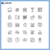 Set of 25 Modern UI Icons Symbols Signs for computing file seo stadium construction Editable Vector Design Elements