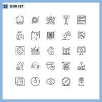 Set of 25 Modern UI Icons Symbols Signs for computing file seo stadium construction Editable Vector Design Elements