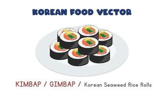 Korean Gimbap or Kimbap - Seaweed Rice Rolls vector design illustration, clipart cartoon style. Asian food. Korean cuisine. Korean food