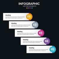 Diagrama de infografía de 5 opciones Informe anual Diseño web Concepto de negocio Pasos o procesos vector